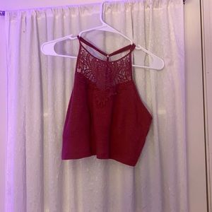 red/orange crochet crop top size large